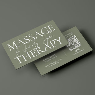 Minimal Physical Massage Spa Therapist Sage Business Card