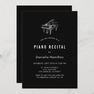 Minimal Piano Black Recital Invitation