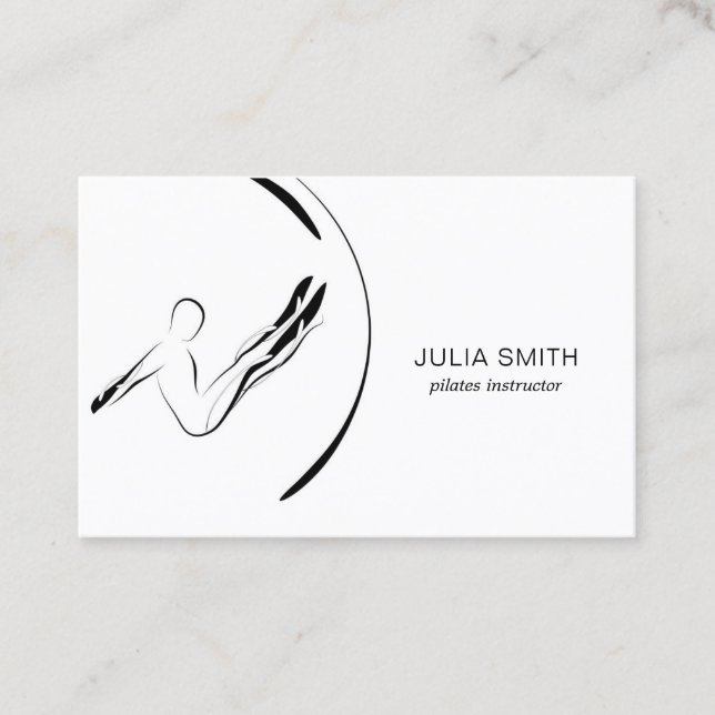 Minimal Pilates Instructor Pilates Poses Two Sided Business Card (Front)