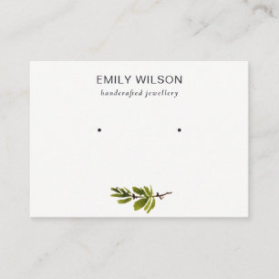 Minimal Pine Branch Foliage Stud Earring Display Business Card