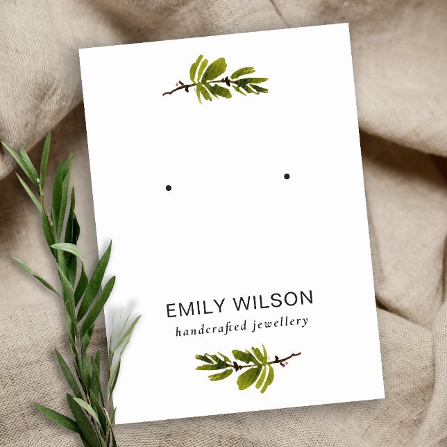 Minimal Pine Branch Foliage Stud Earring Display Business Card (Creator Uploaded)
