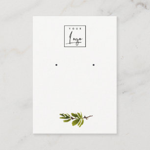 Minimal Pine Branch Foliage Stud Earring Display Business Card