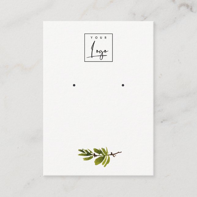 Minimal Pine Branch Foliage Stud Earring Display Business Card (Front)