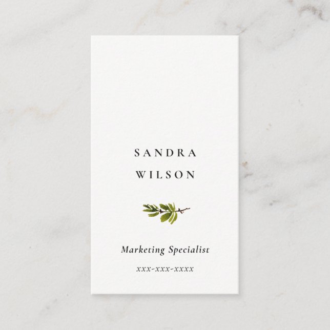 Minimal Pine Branch Foliage Stud Earring Display Business Card (Front)