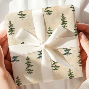 Minimal Pine Tree Kraft Wrapping Paper