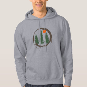 Minimal pine trees forest landscape hoodie