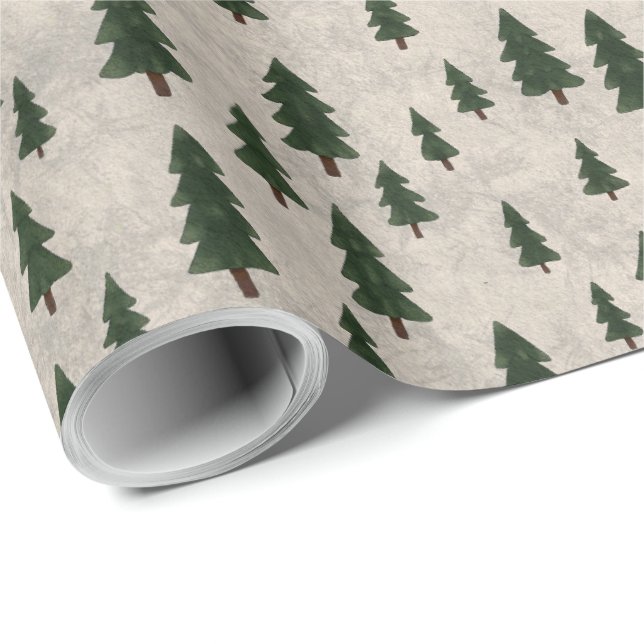 Minimal Pine Trees Pattern Wrapping Paper (Roll Corner)