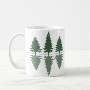 Minimal pine trees reflection forest coffee mug