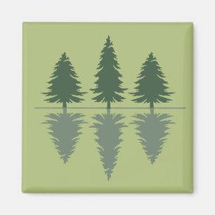 Minimal pine trees reflection forest magnet