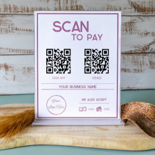 Minimal pink 2 QR codes business scan to pay Poster