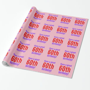 Minimal, Pink, 60th Birthday Wrapping Paper