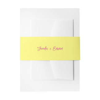 Minimal Pink and Butter Yellow Wedding Invitation Belly Band