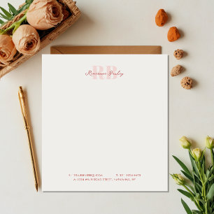 Minimal Pink and White Monogram Business Notepad