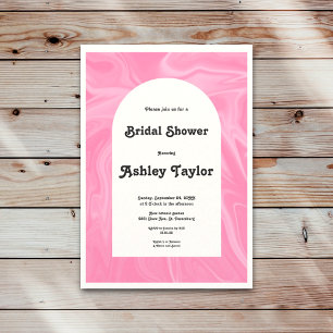 Minimal Pink Artistic Abstract Art Bridal Shower Invitation