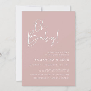 Minimal Pink Baby Shower Invitation