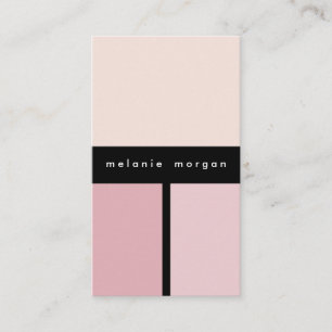 Minimal Pink black sophisticated elegant rows Business Card