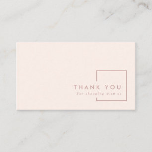 MINIMAL PINK BLUSH RECTANGLE THANK YOU LOGO BUSINESS CARD