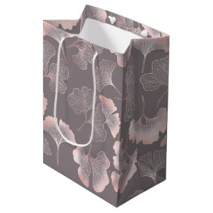 Minimal Pink Botanical Pattern Medium Gift Bag