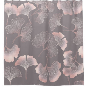 Minimal Pink Botanical Pattern Shower Curtain