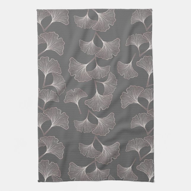 Minimal Pink Botanical Pattern Tea Towel (Vertical)