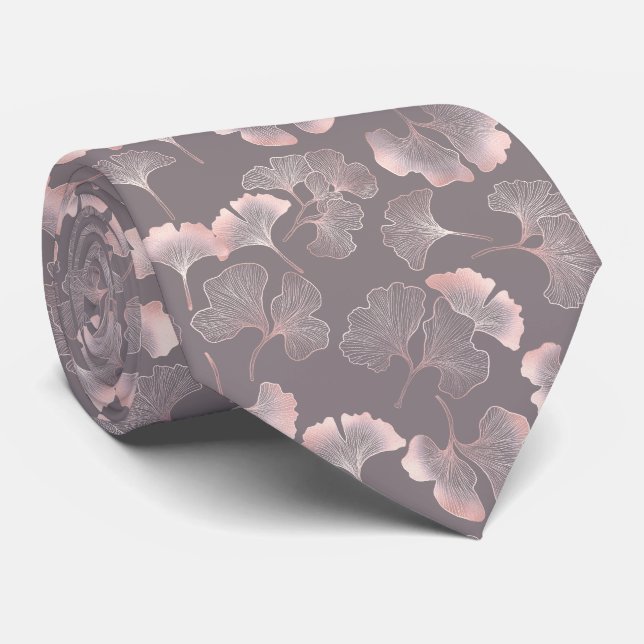 Minimal Pink Botanical Pattern Tie (Rolled)