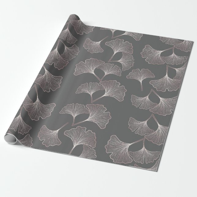 Minimal Pink Botanical Pattern Wrapping Paper (Unrolled)