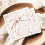 Minimal Pink Bow Paper Napkin<br><div class="desc">Elegant blush pink bow design napkins for bridal showers.</div>