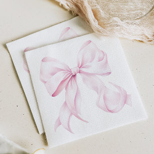 Minimal Pink Bow Paper Napkin