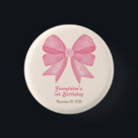 Minimal Pink Bow Sweet Girl Birthday 3 Cm Round Badge<br><div class="desc">Cute and sweet girl birthday button features a big pink bold with retro font typography.</div>