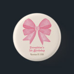 Minimal Pink Bow Sweet Girl Birthday 3 Cm Round Badge<br><div class="desc">Cute and sweet girl birthday button features a big pink bold with retro font typography.</div>