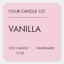 Minimal Pink Candle Label – Vanilla Soy Candle