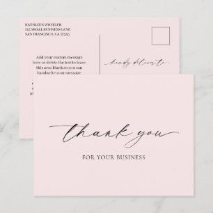 Minimal Pink Elegant Modern Thank You Postcard