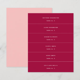 Minimal Pink Fuchsia Magenta Wedding Place Cards