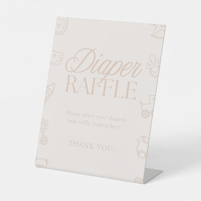 Minimal Pink Girl Baby Shower Diaper Raffle Sign (Front)