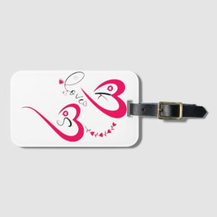 Minimal Pink Heart Love Luggage Tag