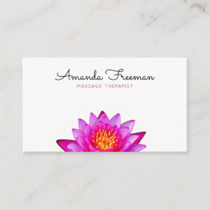 Minimal Pink Lotus Flower Massage Therapy Business Card