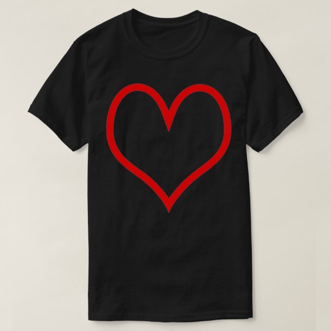 Minimal Pink Red Heart Line Cute Love Symbol Shape T-Shirt (Design Front)