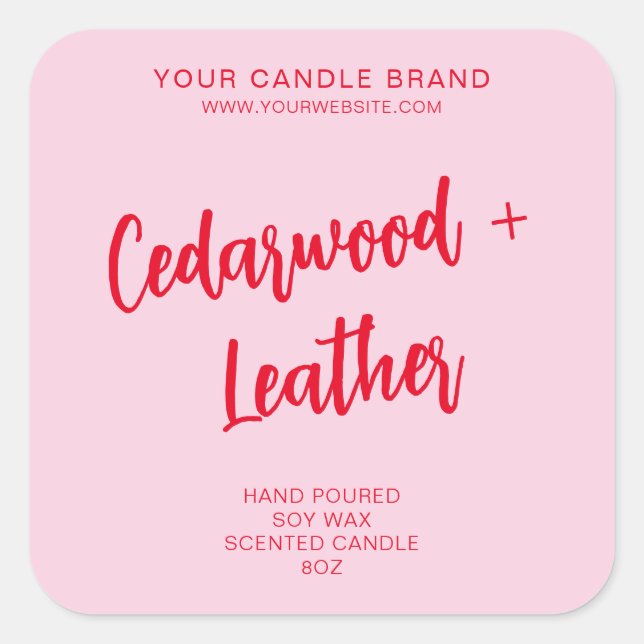 Minimal Pink Red Modern Candle Product Label (Front)
