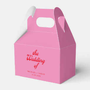 Minimal Pink Red Retro Wedding Favour Box