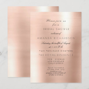 Minimal Pink Rose Blush Sparkly Bridal Shower Invitation