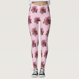 Minimal Pink Rose Design Pattern Leggings
