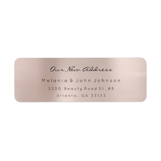 Minimal Pink Rose Gold Steel Gold New Adress RSVP (Front)