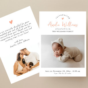 Minimal Pink Script Elegant 2 Photo Baby Shower Thank You Card