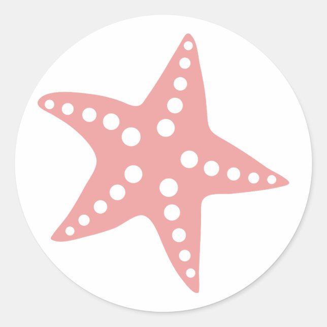 Minimal Pink Starfish Sticker, Beach Theme Classic Round Sticker (Front)