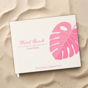 Minimal Pink Tropical Beach Vacation Rental Guest Book
