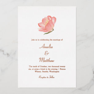 Minimal Pink Watercolor Floral Wedding Rose Gold