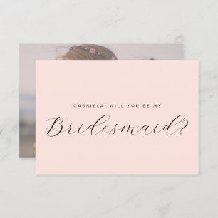 Minimal pink will you be my bridesmaid proposal invitation