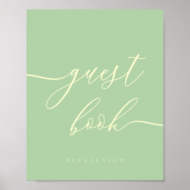 Minimal Pistachio & Cream Party Celebration Guest Poster (Front)