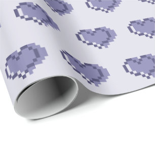 Minimal Pixel Heart Pattern Wrapping Paper