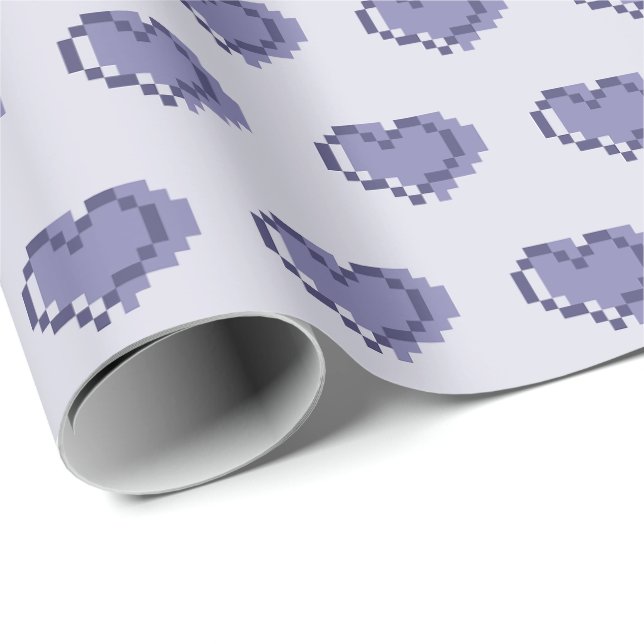 Minimal Pixel Heart Pattern Wrapping Paper (Roll Corner)